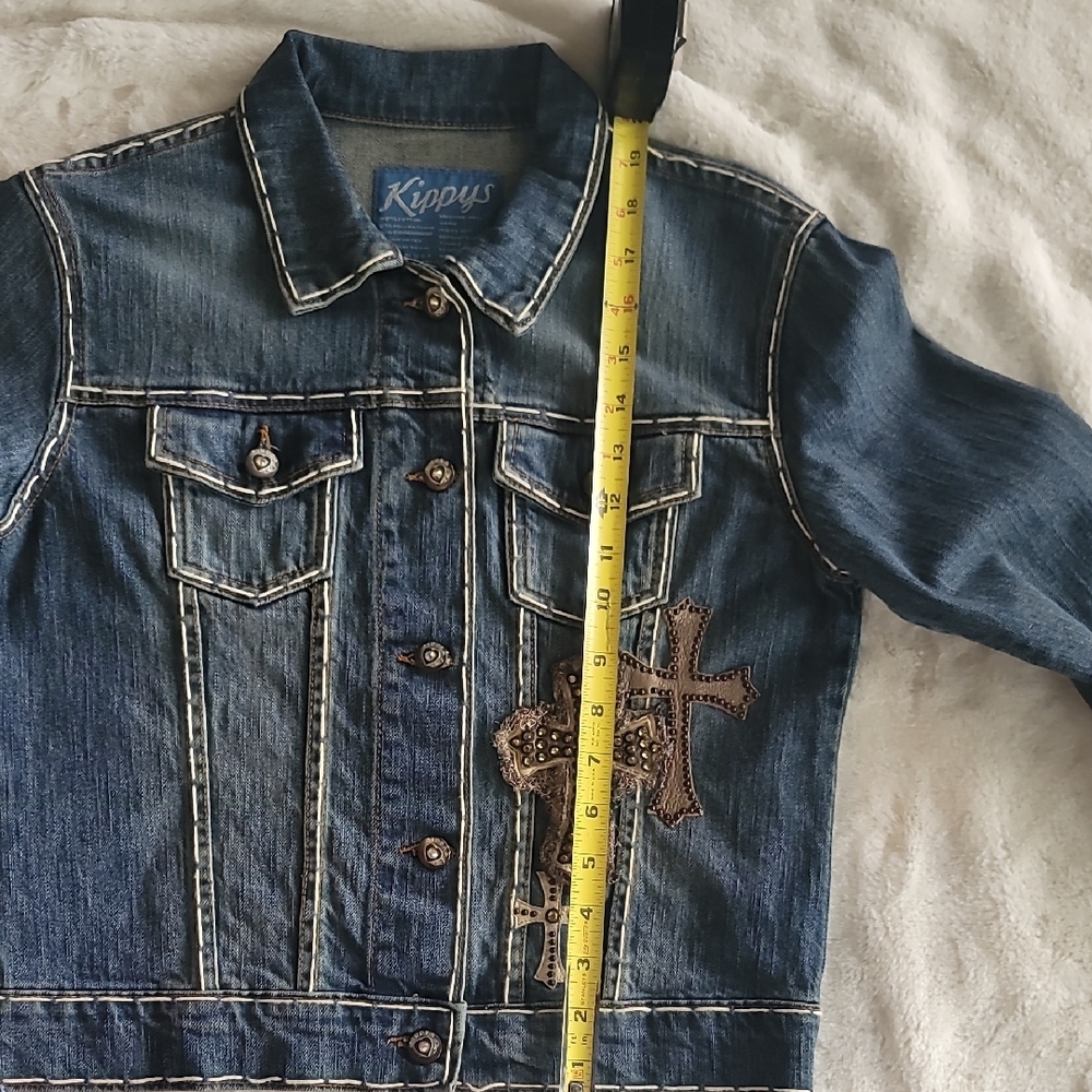 Blue Denim Jacket with Cross Embellishments - Picture 5 of 5